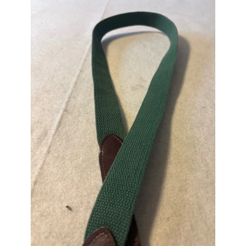 Unbranded Crest Ribbon Canvas Belt Mens 40 Green Navy‎ Brass Buckle Good Preppy
